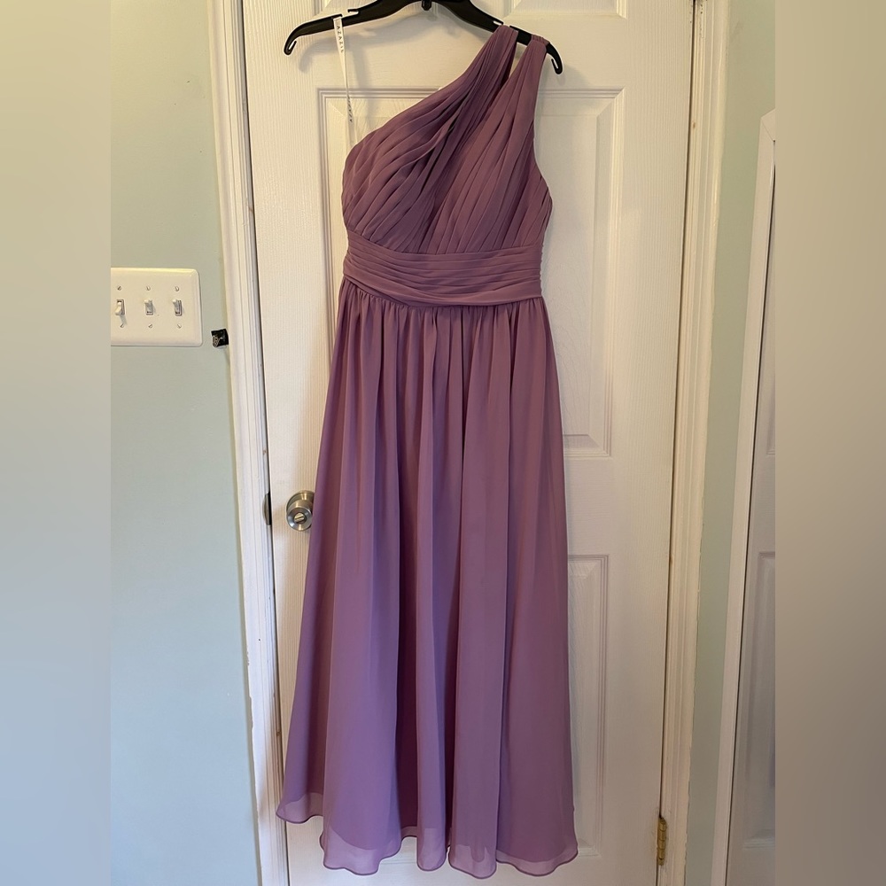 Azazie One Shoulder Chiffon Dress- Wisteria
